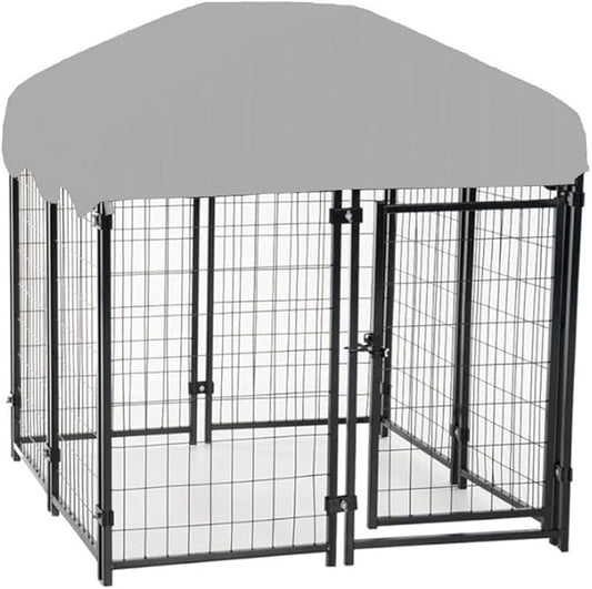 Garden Winds Custom Fit Replacement Canopy Top Cover Compatible with The Lucky Dog CL 60445 4’ Uptown Welded Outdoor Dog Kennel Playpen - Upgraded Performance RipLock 350 Fabric - Slate Gray