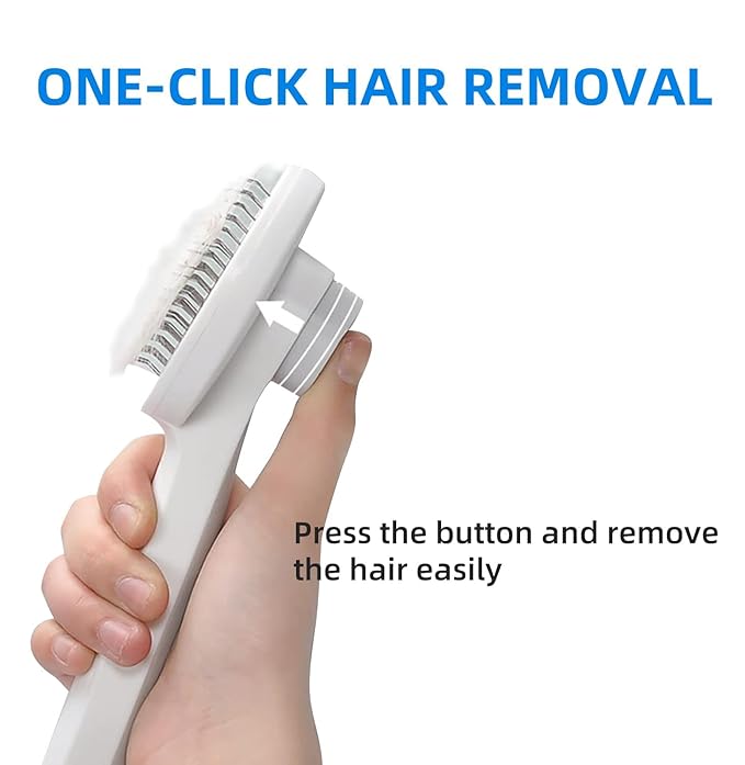 Cat & Dog Grooming Brush, Pink - Self-Cleaning Slicker Brush with Massage Particles, Removes Loose Undercoat, Ergonomic Handle