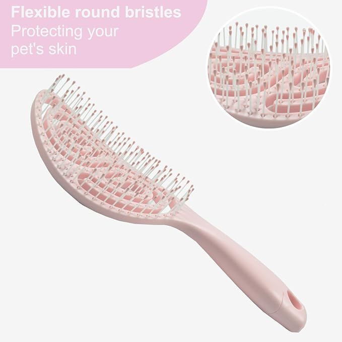 Eco-Friendly Detangling Pin Brush for Dogs and Cats | Ergonomic Handle Pet Brush for Wet or Dry Hair, Gentle Grooming Tool for Pets, Pink