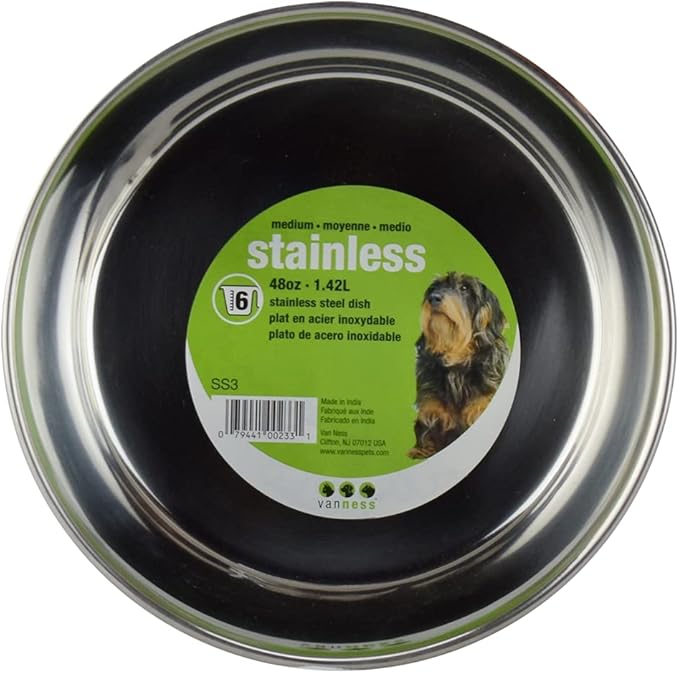 Van Ness Pets Medium Stainless Steel Dog Bowl, 48 OZ (Pack of 3)