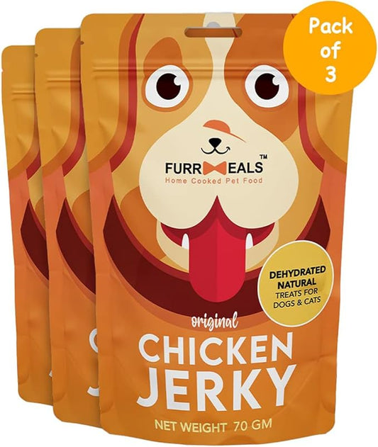 Original Chicken Jerky | High Protein Low Fat | Natural Treat for Dogs & Cats | Zero Preservative Human Grade Dog Treat | Pack of 3 x 70gm