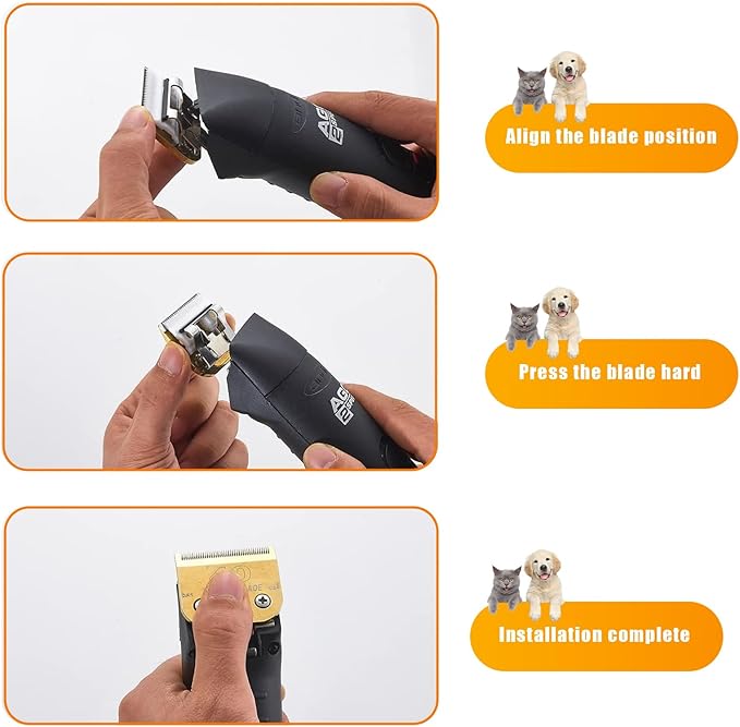 Andis/Oster A5/Wahl KM-10 Series Compatible 5PCS Detachable Dog Clipper Blades (Gold-#10, 30, 4FC, 5FC, 7FC)