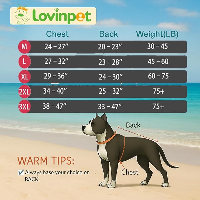 LovinPet Dog Pajamas Large Sized Dog, Recovery Wear, Lightweight Jurassic Knit, UV for Large Dogs/XL