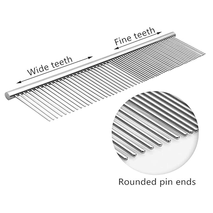 2pcs Stainless Steel Pet Grooming Comb Dog Cat Combs Puppy Medium Animals Hair Trimmer Brush Accessory Tool for Pet Long and Short Hair Removing Tangles and Knots