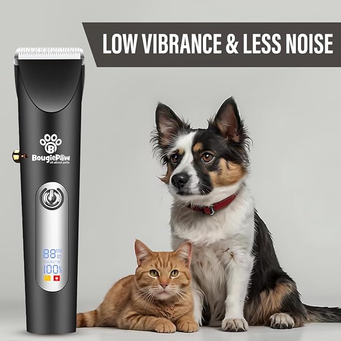 Grooming Kit for Dogs at Home - Rechargeable Low Noise Cat & Dog Clippers for Grooming Thick Hair - Cordless Grooming Clippers Includes Pet Hair Clippers, Nail Trimmer, Shears & Bath Brush