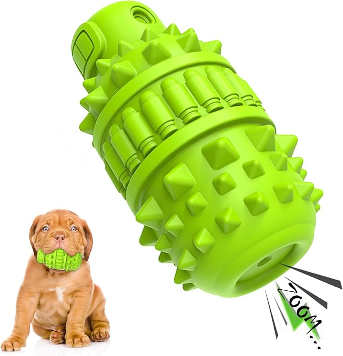 PIFFZEDO Dog Toys for Aggressive Chewers Tough Dog Squeaky Toys for Small Medium Breed Interactive Durable Natural Rubber Dog Chew Toys Dog Birthday Toy Dog Toothbrush(Green,Small)