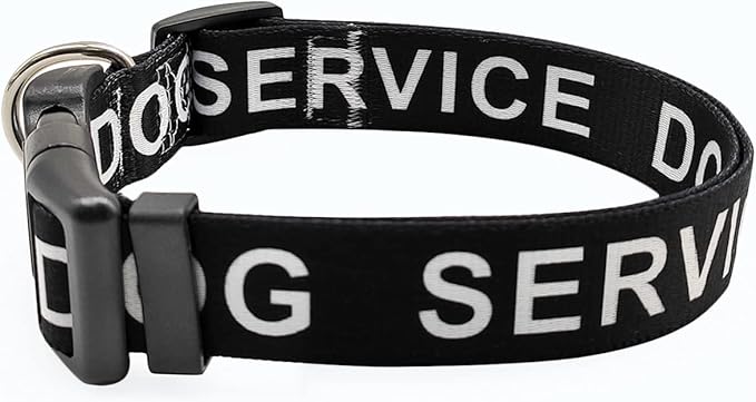 MayPaw Service Dog Collar, 1” and 1.5” Wide Dog Collar Strong Nylon Medium Large Extra-Large Dog Collar (Neck Fit 17.5-27",1.5" Wide, Black)