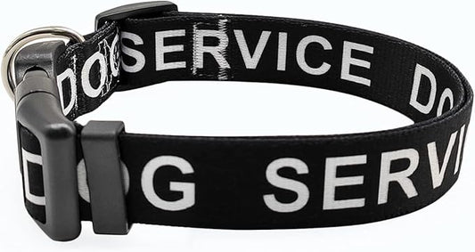 MayPaw Service Dog Collar, 1” and 1.5” Wide Dog Collar Strong Nylon Medium Large Extra-Large Dog Collar (Neck Fit 17.5-27",1.5" Wide, Black)