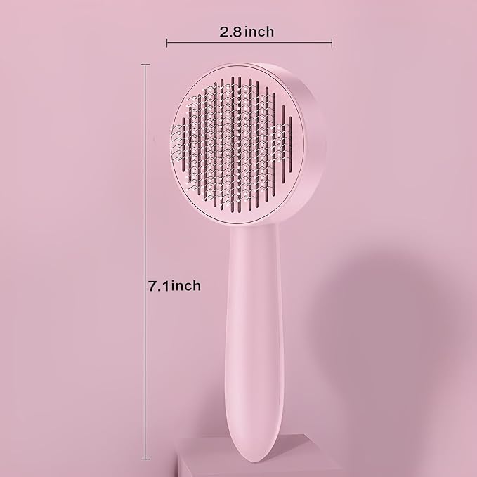Cat Brush for Shedding,Pet Grooming Self Cleaning Slicker Brush,Removes Mats,Tangles and Loose Hair,Shedding Brush for Short or Long Haired Cats Dogs (Pink)
