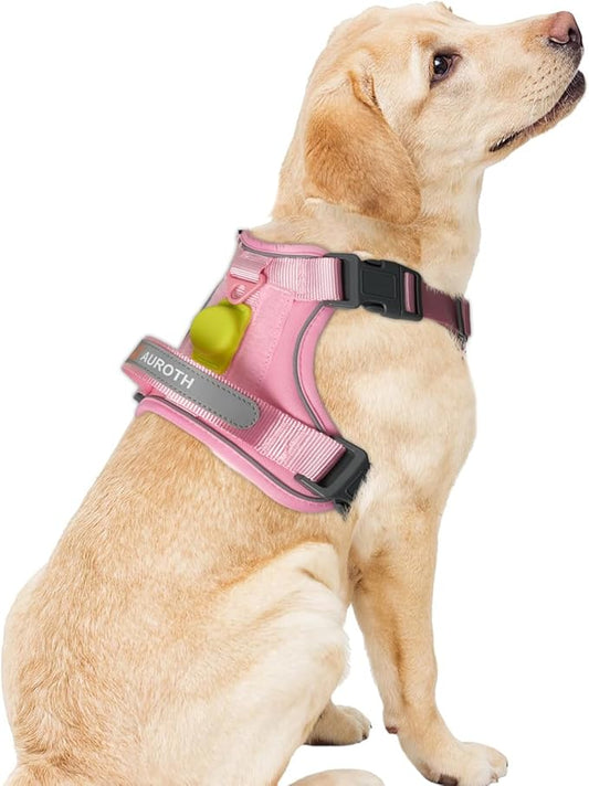 AUROTH Dog Harness for Large Dogs, Dog Vest Harness Large Size Dog, Large Dog Harness, No Pull Dog Harness for Large Dogs with Handle, Pink L