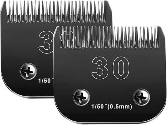 30 Blades Dog Grooming Blades Compatible with Andis/Oster A5/Wahl KM-10 Series Dog Clippers,Detachable Dog Clipper Replacement Blades,Black,(30#/2PCS)