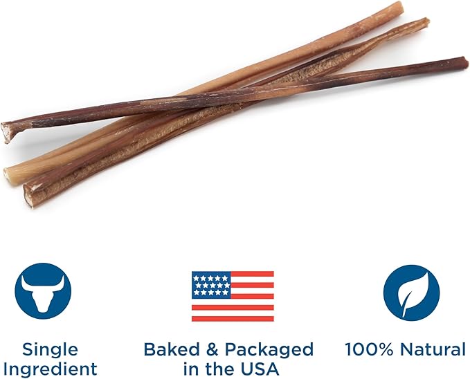 Best Bully Sticks 12 Inch Thin Bully Sticks for Dogs - 100% Natural Grain and Rawhide Free Bully Sticks for Small Dogs, Puppies, Senior Dogs | 24 Pack