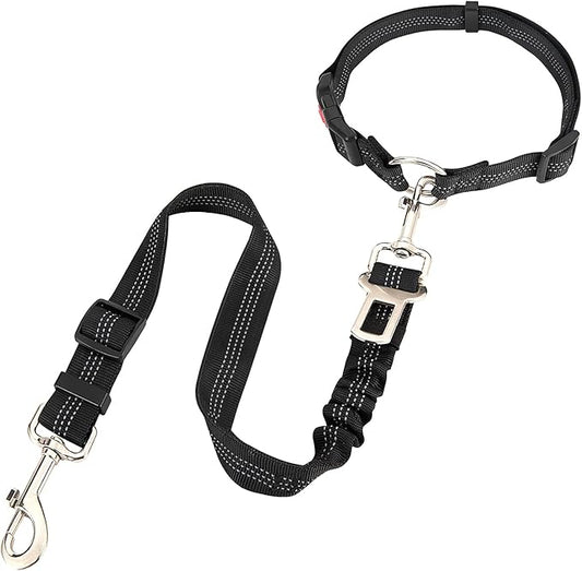 Dog Seat Belt,5-in-1 Multi-Functional Headrest Dog Seat Belt,Dog Car Seatbelt Headrest Restraint Adjustable,Elastic Bungee Dog Vehicle Seatbelt Harness,Pet Dog Seat Belt with Clip Hook & Buckle