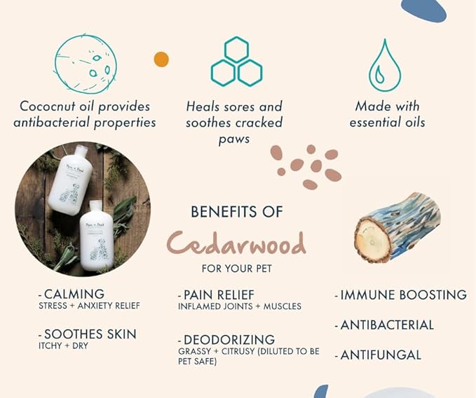 Cedarwood + Sage Shampoo and Conditioner Set, warm & herbal sage fuse with hints of camphor & eucalyptus in cedarwood, Formulated for All Pets, Gentle and Cleansing, Made in USA 16 fl oz