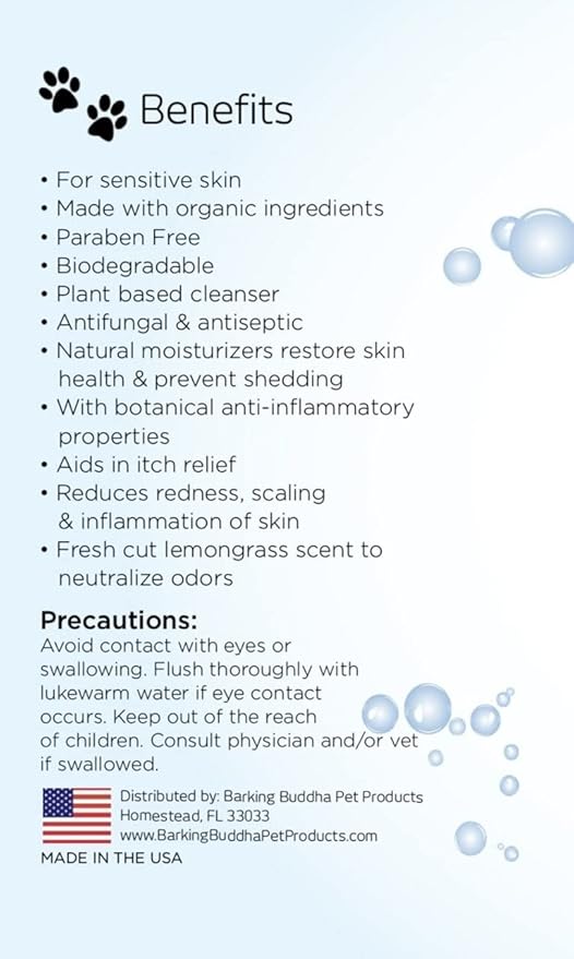 Bubbles Organic Natural Shampoo 16oz Bottle for Dogs | Gentle, Aids in Itch Relief and Fights Dandruff - Smells Great