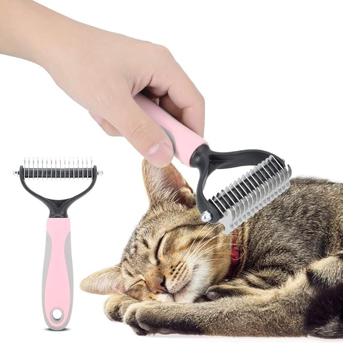 Grooming Brush Pet Hair Brush, Pet Neat Pet Grooming Brush, Hair Knot Comb, Dog Grooming, Grooming Tool for Dogs for Puppy(Pink, small)