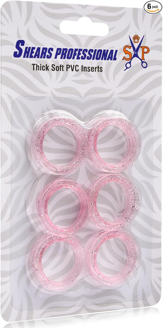 6 Pcs Soft Silicone Finger Rings - Pet Grooming Shear Ring Finger Insert - Accessories for Barber - Dog Hair Cutting Scissor(Pink)
