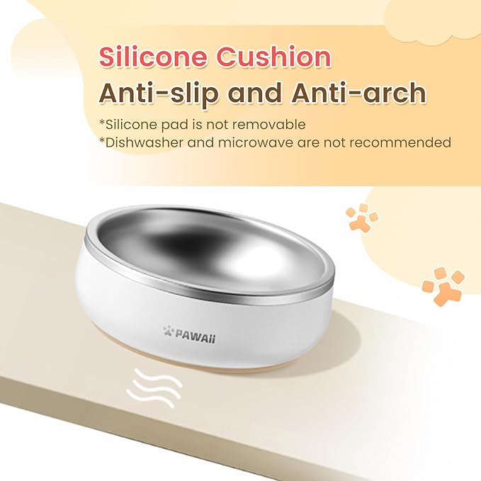 Pawaii Small Dog Bowls, 12 oz. Food Water Bowl Designed for Puppies and Cats with Non-Slip Rubber Base, Upgraded Metal Insulated, Double Stainless Steel Bowls