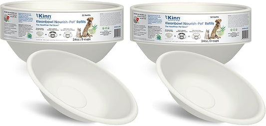 Kinn Kleanbowl Disposable Dog Food Bowls, 24 oz (Pack of 100) - Frame System Refills, Use for Travel, Boarding, or Crate, Compostable Pet Travel Bowl, No Plastic, Leakproof, Portable Dog Dish