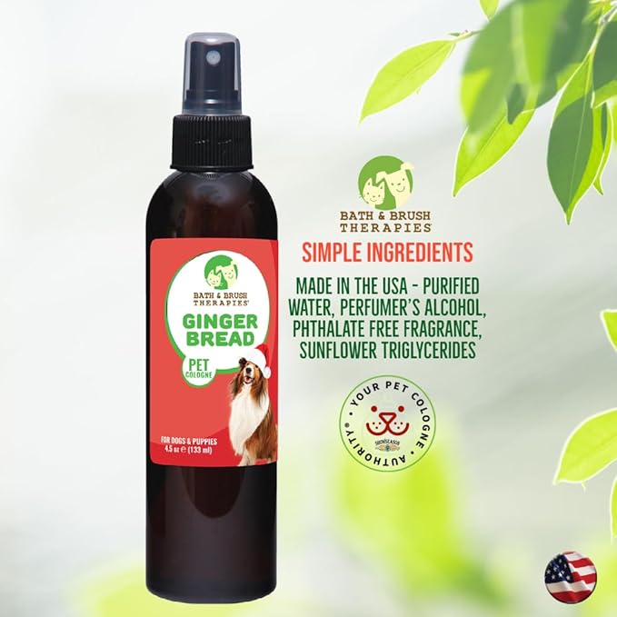 Bath & Brush Therapies Gingerbread Dog Cologne 4.5 oz | Dog Perfume Long Lasting | Deodorizing Spray