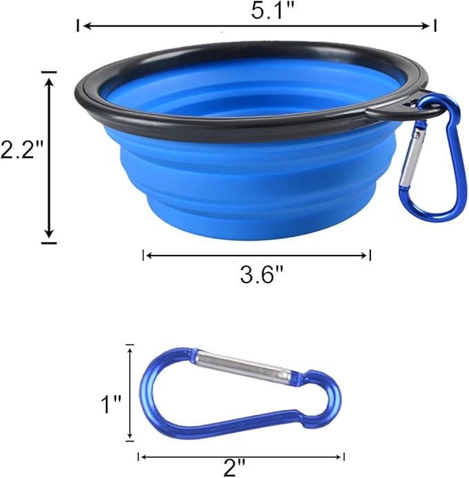 Collapsible Dog Bowls - 4 Pack, Portable Travel Water and Food Bowl with Carabiner Clip for Dogs and Cats - Ideal for Walking, Traveling, and Hiking