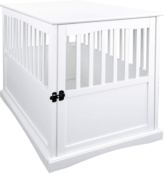 Casual Home Wooden Large Pet Crate, End Table, White 36.50" x 24.00" x 29.25"