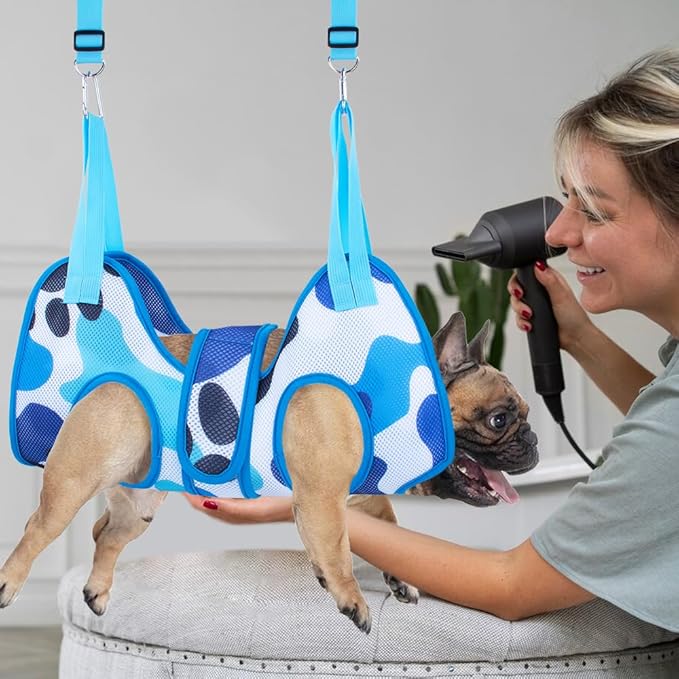 Pet Grooming Hammock Harness for Cats & Dogs - Relaxation Pet Restraint Leashes Sling - Nail Clippers & Scissors Included