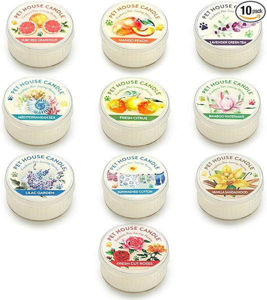 One Fur All Pet House Mini Candles Made with Natural Soy Wax, Plant Based, Pet Friendly Candles, Spring Variety Pack of 10