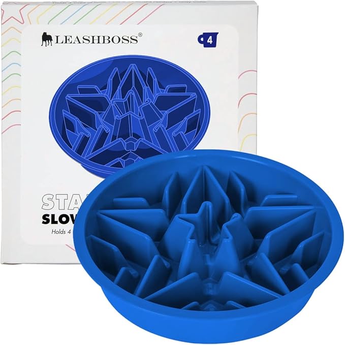 Leash Boss Slow Feeder Dog Bowl - Cup Maze Puzzle Food Bowl, Fits into Elevated Pet Feeders - Slow Eating for Large, Medium & Small Sized Breeds (4 Cup - 8.9-9.25 Inch Holes)