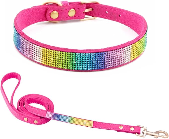 Bling Small Dog Collar Leash Set, Puppy Collar with Rhinestone Crystal Diamond Glitter Female Girls Cat Collars for XXS XS Small Medium Large Dogs Chihuahua Poodle Yorkshire (Camouflage Rose XXS)