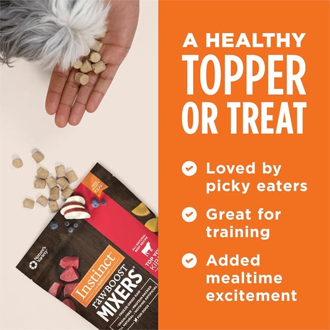 Instinct Raw Boost Mixers Freeze Dried Dog Food Toppers For Dry Food, Grain Free Dog Food Toppers with Beef For Dogs, 14 oz