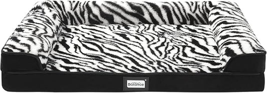 BALANCE Orthopedic Dog Bed, Egg Crate Foam Dog Couch for Pet Sleeping, Pet Sofa with Removable Washable Cover & Nonskid Bottom, Comfy Dog Bed for Large Dog, Black