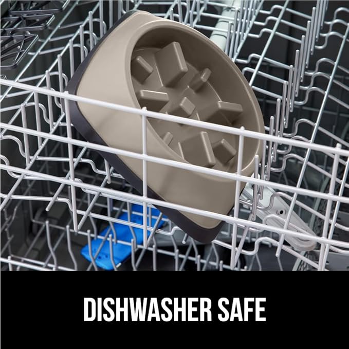 Gorilla Grip Slow Feeder Dog and Cat Bowls, Interactive Puzzle Toy for Dogs and Cats Food Training, Keeps Pets Busy and Prevents Puppy Overeating, Large, Small Breeds, 100% BPA Free, 4 Cup Beige