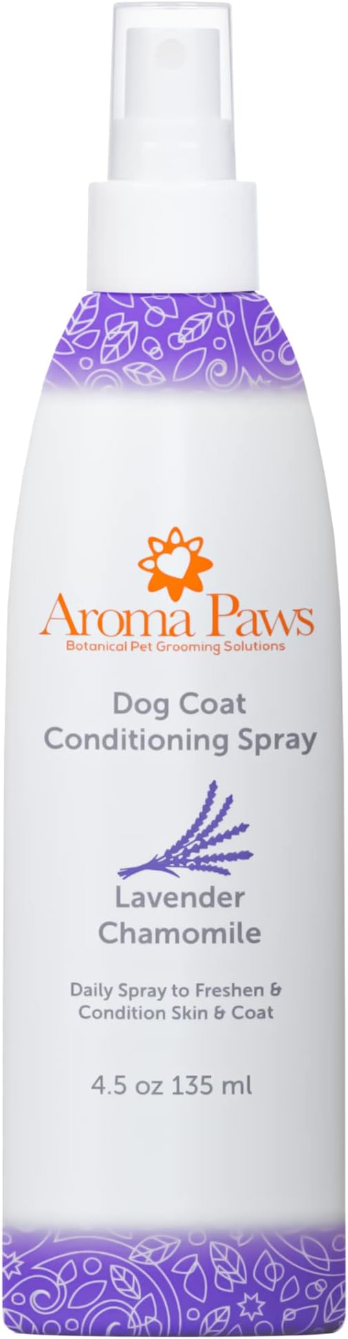 Dog Coat Conditioning Spray - Pet-Friendly Detangler Spray with Natural Essential Oils for Dogs - Daily Dog Spray to Eliminate Odors and Knots - Lavender Chamomile 4.5 oz.