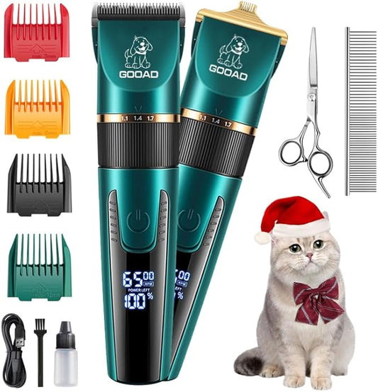 Goood Pet Clippers for Matted and Long Hair - Cordless Cat Trimmer with Low Noise and Thick Hair Grooming
