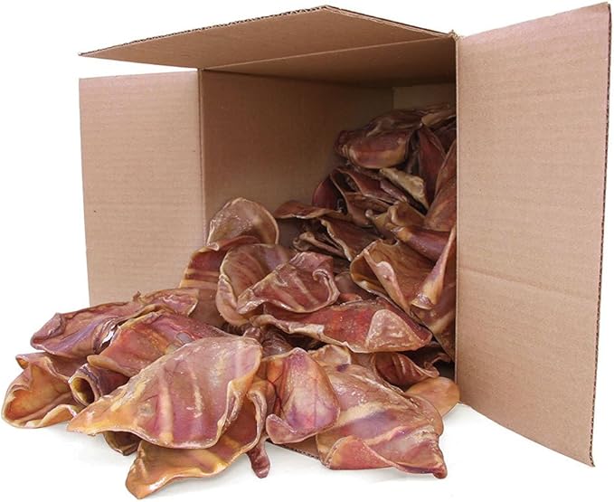 GigaBite Roasted Pig Ears for Dogs, Natural and Healthy Chews, Treats in Whole, Slices, or Sticks, Safe for Puppies and Aggressive Chewers, Clean Teeth and Gums - Pack of 100