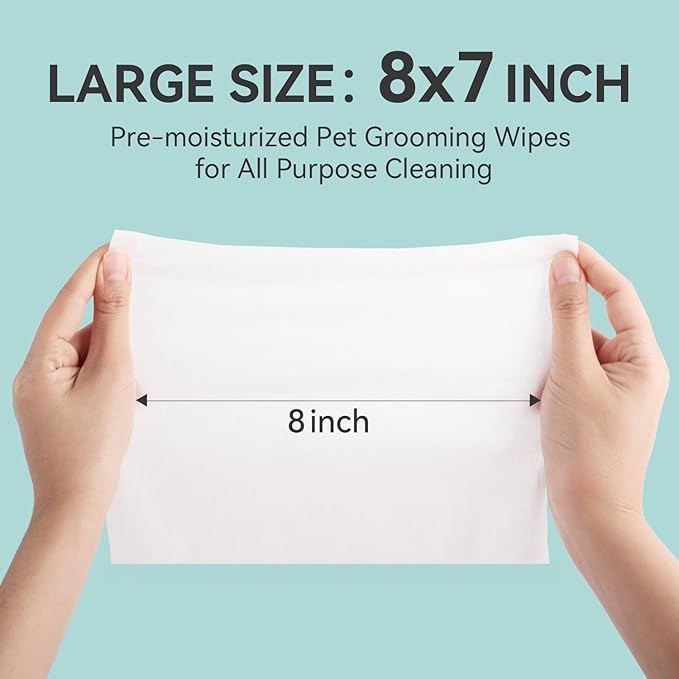 ALL FOR PAWS Natural Dog Grooming Wipes, 7 x 8 inches, 50 Count*2, Olive Oil & Coconut Extract, Larch Scent