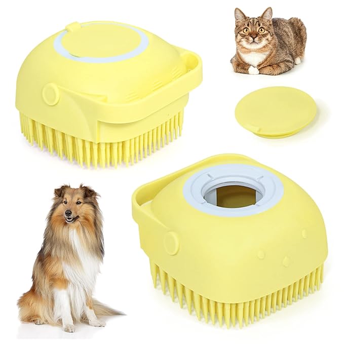 Bath Brush Silicone, Massage Soft Brush Dog Cats, Pet Massage Brush Bubble Brush Yellow