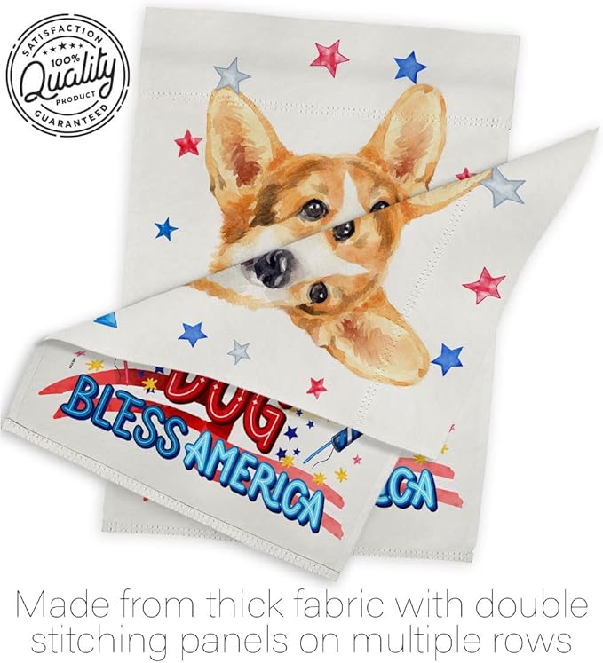 Breeze Decor Patriotic Pembroke Welsh Corgi House Flag-Pack Dog Puppy Spoiled Paw Canine Fur Pet Nature Farm Animal Creature Embroidery Banner Small Garden Yard Gift Double-Sided, Made in USA
