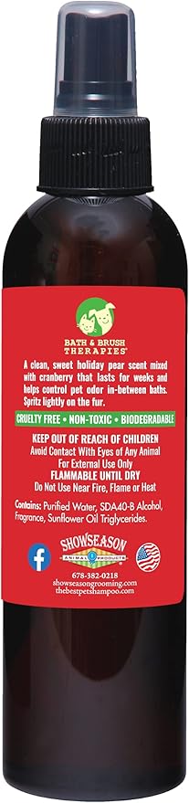 Bath & Brush Therapies® Pear Berry Pet Cologne 4.5 oz. For Dogs | Long-Lasting Odor Eliminator | Cruelty-Free | Paraben-Free | Biodegradable | Made in The USA