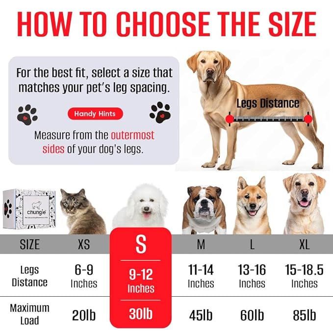 Dog Grooming Hammock for Small Pets – Pet Restraint for Nail Trimming with Pet Nail Clipper – Dog Sling for Grooming, Pet Hammock for Nail Cutting & Grooming Harness (Legs Spacing: 9-12”)/Max W:30lb)