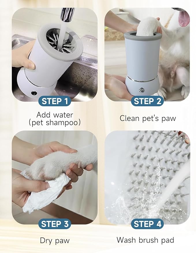 Automatic Dog Paw Cleaner for Dogs，Electric Dog Foot Paw Washer Cup and Massager，2 Speeds for Thorough Cleaning and USB Rechargeable,Pet Paw Feet Cleaner for Small Medium Dogs Cats（Blue）