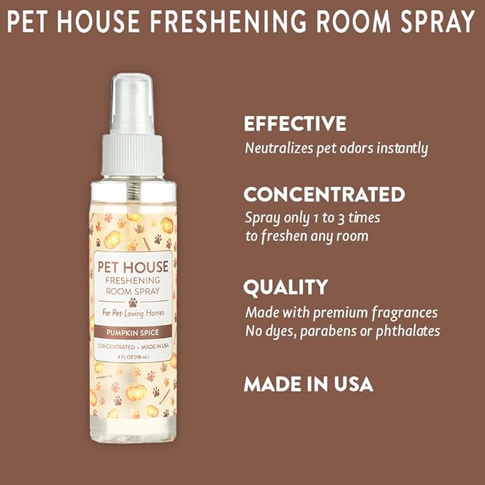 One Fur All Pet House Freshening Room Spray - Pumpkin Spice - Concentrated Air Freshener - Non-Toxic & Pet-Friendly Air Freshener - Pet Odor Eliminator Room Spray