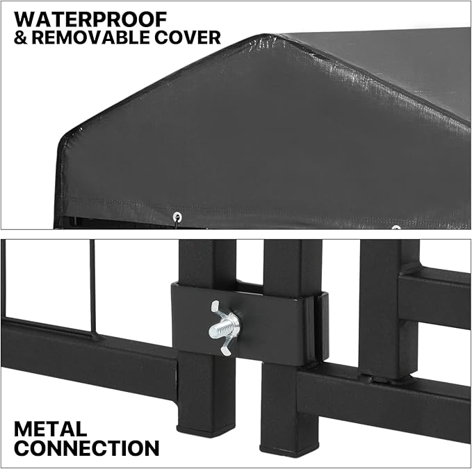 MoNiBloom Outdoor Dog Kennel Anti-Rust and Heavy-Duty Outdoor Dog Fence Dog Pen with Waterproof Cover and Lock for Large Dogs, 6.25ft High Expandable Dog Playpen House for Outside Yard, 14 Panels