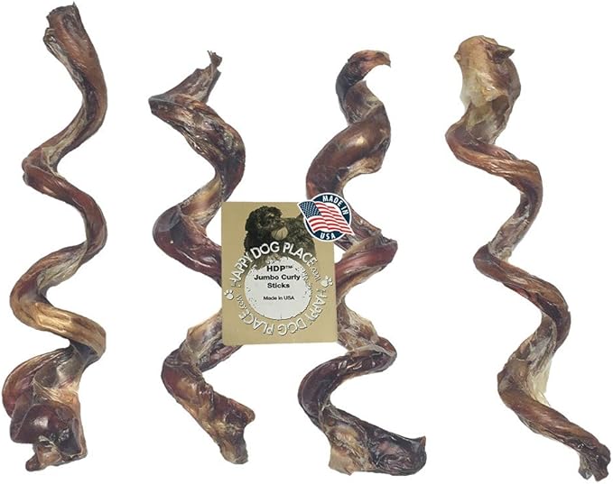 HDP Dental Jumbo Curly Bully Sticks Light 7"-9" USA Odor Free Size:Bag of 50