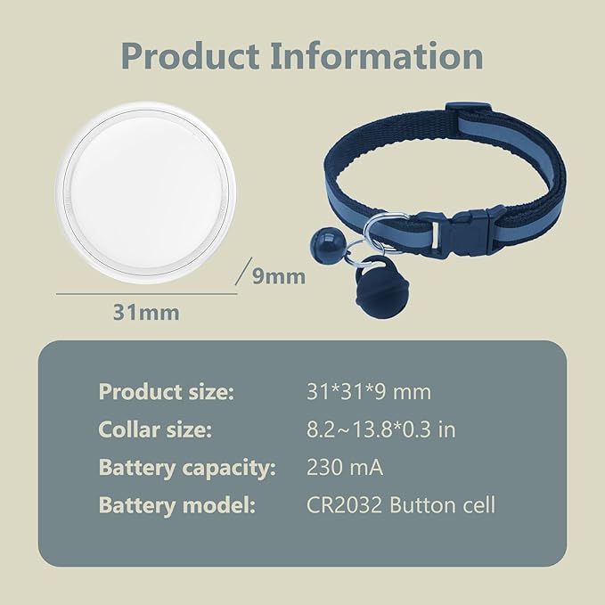 Silicone Bell Cat Tracker, Locator for Pets Only iOS, Dog Location Tracking Collar, Works Worldwide with Any Collar, No Other Fees, Huthur Tag