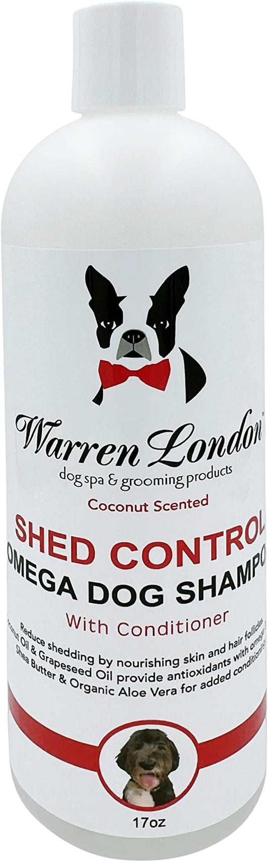 Warren London Shed Control Dog Shampoo for Shedding | 2-in-1 Dog DeShedding Shampoo and Conditioner | Nourishes Hair Follicles w/Grapeseed & Coconut Oil | Anti Shedding Shampoo for Dogs | 17oz