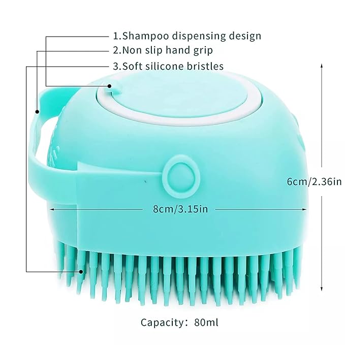BEAUTY PCKT 2 IN 1 CAT AND DOG BATH MASSAGE BRUSH (pink, soft colors)