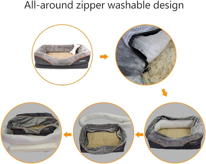 JOYELF Medium Memory Foam Dog Bed Orthopedic Dog Bed & Sofa with Removable Washable Cover and Squeaker Toy as Gift