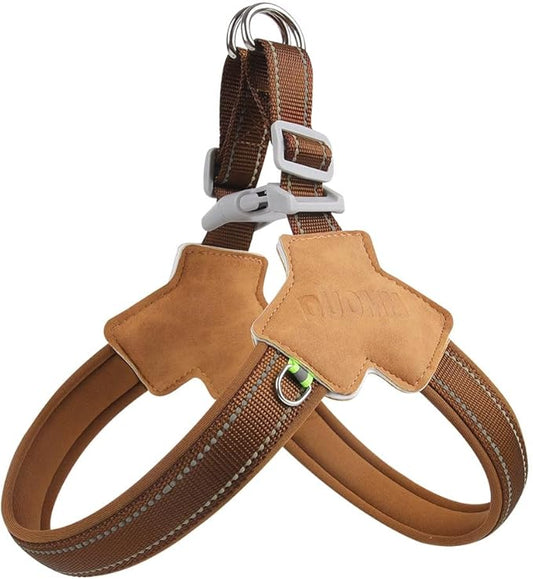 Dog Harness Y-Shaped Harness Breathable Heat Dissipation Easy to Wear Night Reflective Signs for Small and Large Dogs to Wear (Brown,XL Bust 24in-28in)